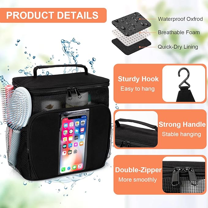 Dorm Room Essentials for Guys, Quick Dry Mesh Shower Caddy, Travel Toiletry Bag for Men and Women, Travel Cruise Ship Camping Essentials, Large Makeup Organizer for Full-Sized Toiletries Gifts for Men