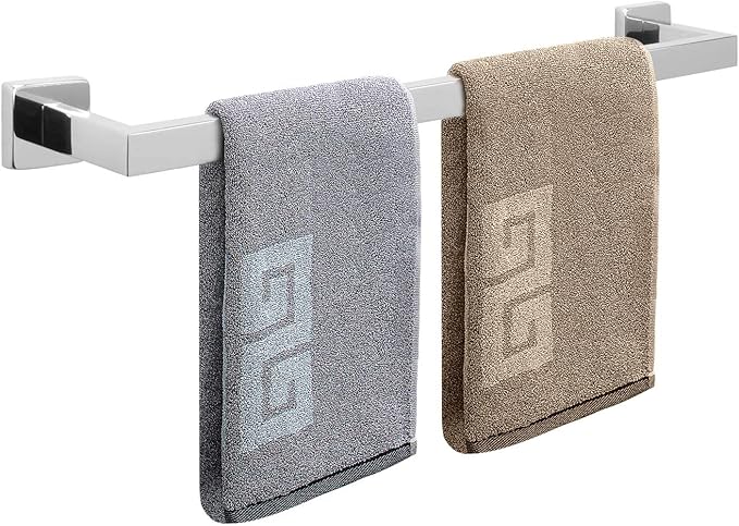 NearMoon Towel Bar, Bath Accessories Premium Thicken Stainless Steel Square Shower Towel Rack for Bathroom, Towel Holder Wall Mounted (2 Pack, Chrome Finish, 24 Inch)