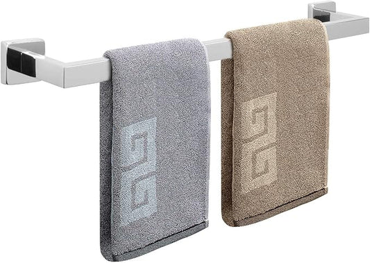 NearMoon Towel Bar, Bath Accessories Premium Thicken Stainless Steel Square Shower Towel Rack for Bathroom, Towel Holder Wall Mounted (2 Pack, Chrome Finish, 24 Inch)