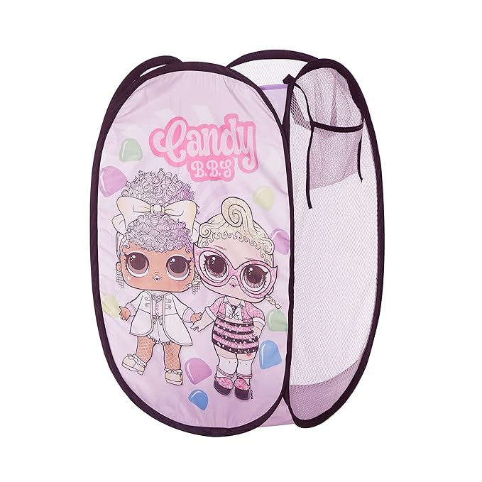 Idea Nuova LOL Surprise Pop Up Hamper with Durable Carry Handles, 21'' H x 13.5'' W X 13.5'' L, Lol Surprise/Light Pink