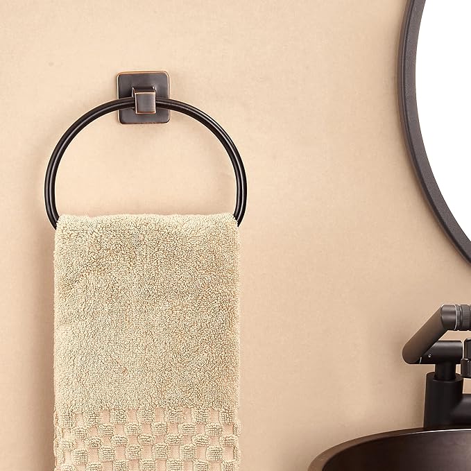 WOLIBEER Bronze Towel Ring,Bathroom Hand Towel Holder Wall Mount,Oil Rubbed Towel Rack Rustic Towel Hanger ORB Farmhouse Bathroom Accessories