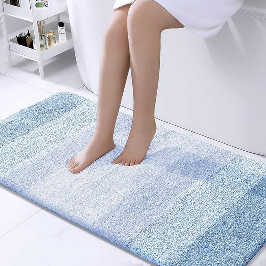 OLANLY Bathroom Rugs Mat 40x24, Extra Soft Absorbent Microfiber Bath Rugs, Rubber Backing, Quick Dry, Machine Washable Bath Mats for Bathroom Floor, Tub and Shower, Home Decor Accessories, Light Blue