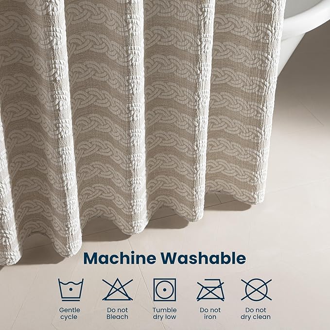 SLEEP ZONE Geometric Jacquard Shower Curtain, Textured Fabric Shower Curtains Arch Curtain for Modern Home Decorations Bathroom, 72" × 72" Beige Arch