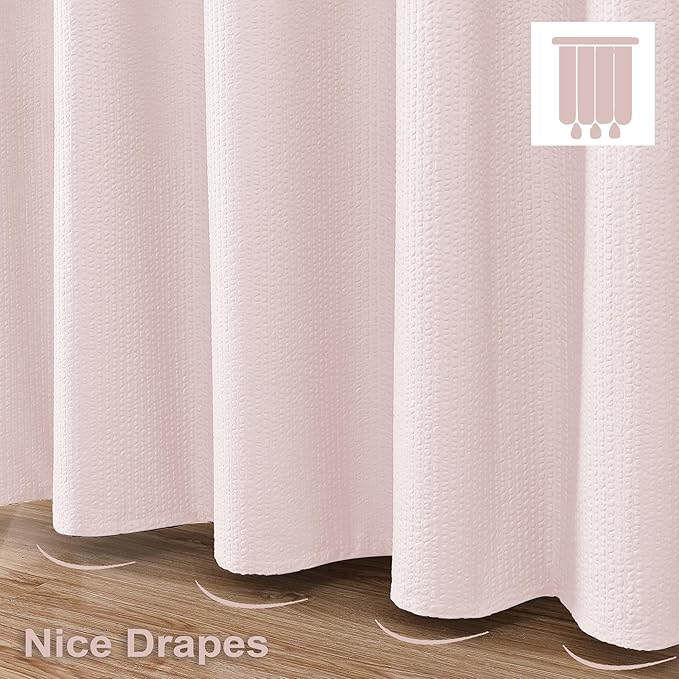 OVZME Stall Shower Curtain 48X72 inch, Embossed Textured Fabric Shower Curtain for Bathroom - Soft Cloth & Hotel Spa, Water Repellent, Machine Washable Bathroom Curtain, Pink