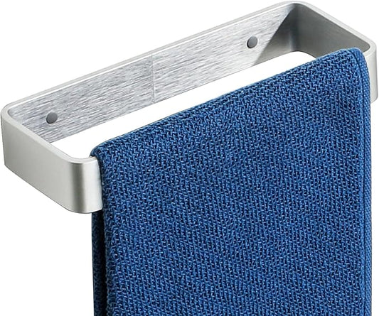 SAYAYO Brushed Nickel Hand Towel Holder for Bathroom Wall, 8 Inch Self Adhesive Towel Bar Hand Towel Rack Square Heavy Duty