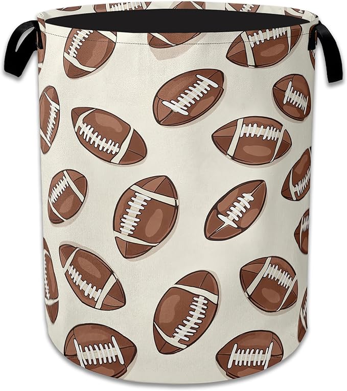 America Football Laundry Basket Collapsible Laundry Hamper with Handle, Oxford Clothes Toy Storage Bin for Bathroom Bedroom Room Decor, Gift Basket 16" X 20.8"