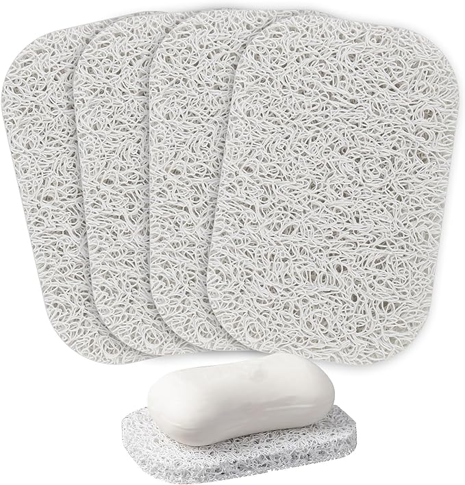 4PCS White Soap Holder PadBPA-Free Savers Pads for Soap Dish,Easy to Clean Soap Lifting Pads Suitable for Shower Kitchen Bathroom Bathroom Travel Hotel Cleaning Products