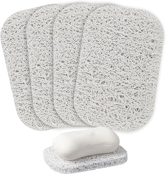 4PCS White Soap Holder PadBPA-Free Savers Pads for Soap Dish,Easy to Clean Soap Lifting Pads Suitable for Shower Kitchen Bathroom Bathroom Travel Hotel Cleaning Products