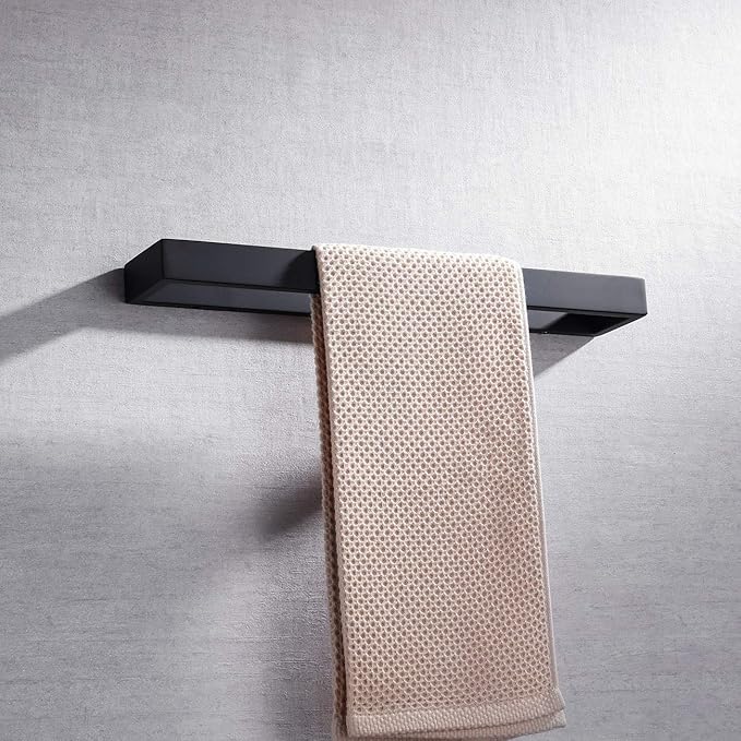 Miyili 15-3/4 Inch Towel Bar Matte Black SUS 304 Stainless Steel Hand Towel Holder for Bathroom Kitchen Wall Mounted, D03B40