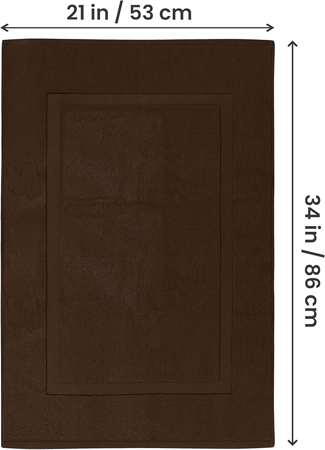 Utopia Towels Cotton Banded Rug, Bath Mats, Not a Bathroom Rug, 21 by 34 Inches, 100% Ring Spun Cotton, Highly Absorbent Shower Bathroom Floor Mat,Dark Brown, 2 Pack
