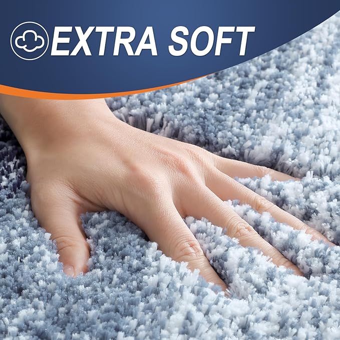 OLANLY Bathroom Rugs Mat 40x24, Extra Soft Absorbent Microfiber Bath Rugs, Rubber Backing, Quick Dry, Machine Washable Bath Mats for Bathroom Floor, Tub and Shower, Home Decor Accessories, Airy Blue