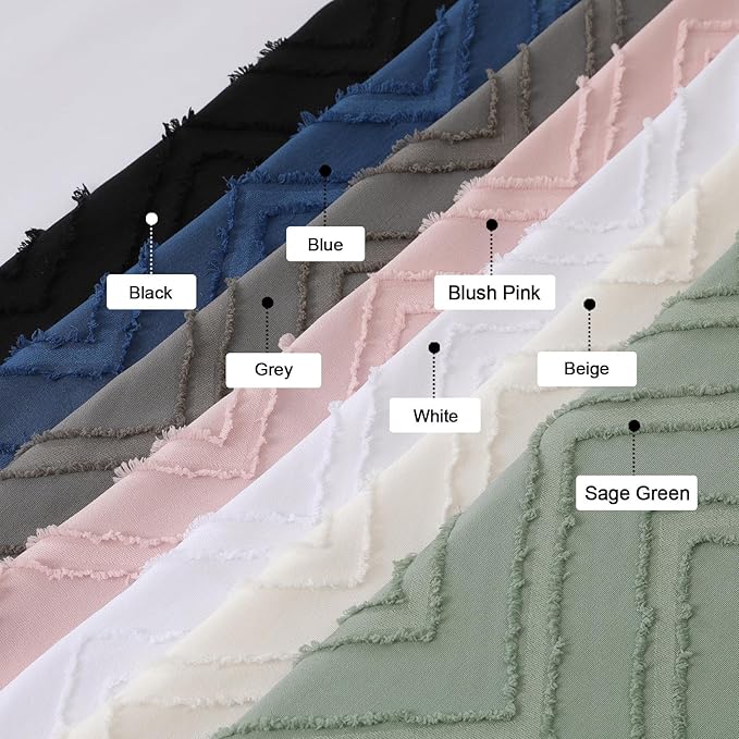 OVZME Grey Tall Shower Curtain 84 Inch Length, Boho Style Modern Hotel Tufted Chevron Striped Fabric Textured Shower Curtain for Bathroom, Soft Fabric Protect Privacy Cloth, 72Wx84L Inches