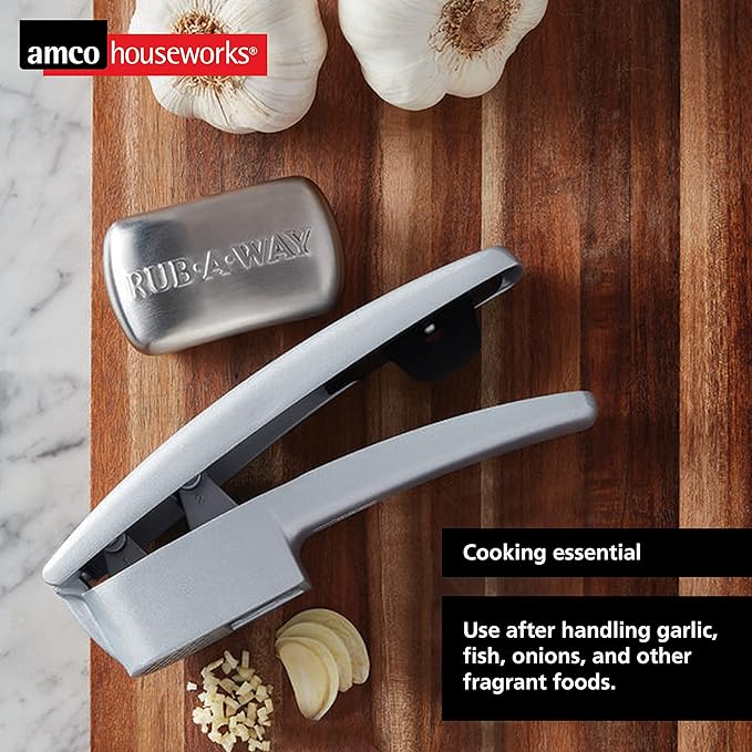 Amco Rub Away Bar, Stainless Steel Odor Absorber (3.1" x .7") - Dishwasher Safe Kitchen & Outdoor Essential for Garlic, Onion, Fishing, Hiking Odors - Natural Odor Remover (Mini Size)
