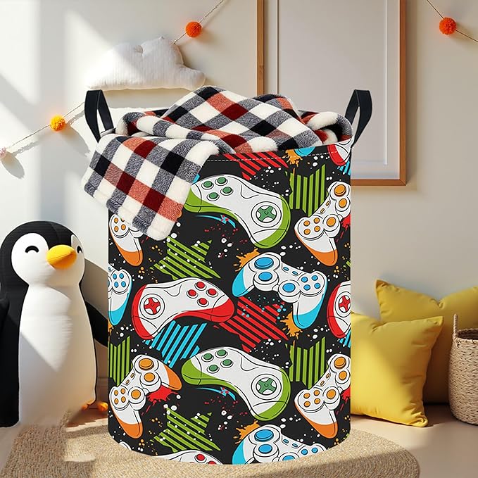 NTAOHAMPER Laundry Hamper,Laundry Basket,Baby Nursery Hamper,Waterproof Storage Bin,Clothes Organizer Basket,Room Decor(Game)
