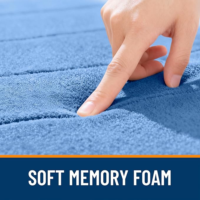 OLANLY Memory Foam Bath Mat 30x20, Super Soft Absorbent Bathroom Rugs, Quick Dry, Machine Washable Shower Floor Rugs, Bathmat Carpet, Bathroom Home Decor Accessories, Cornflower Blue