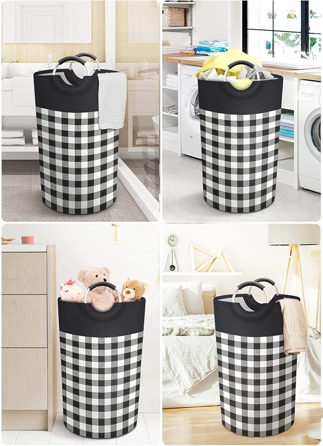 BlissTotes Laundry Basket, Laundry Hamper, Hampers for Laundry, Clothes Baskets Collapsible With Handles Waterproof For Bathroom Storage College Dorm, Family (Black, L)