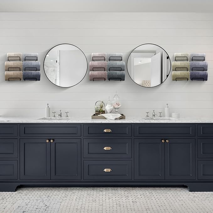 Sorbus Towel Holder for Bathroom Wall - 6 Level Wall Mounted Towel Rack Shelves for Rolled Bath Towels, Washcloths, Linens - Black Hanging Towel Racks for Bathroom, Spa, Salon, Towel Storage Organizer
