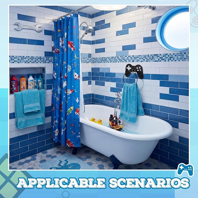 2pcs Gaming Metal Towel Rings Boys Room Towel Holder Oil Rubbed Bath Towels Ring Black Art Hand Towels Rack for Bathroom Kitchen Hanger Home Decors Gifts