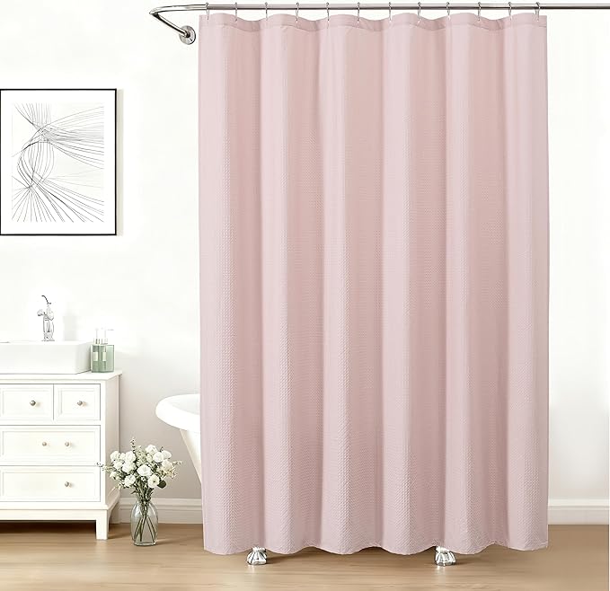 Aiyufeng Shower Curtains for Bathroom，Dot Like Embossed Textured Water Repellent Fabric Large Bath Curtain，Hotel Luxury Quality & Soft Cloth，Machine Washable，72Wx84L，Pink