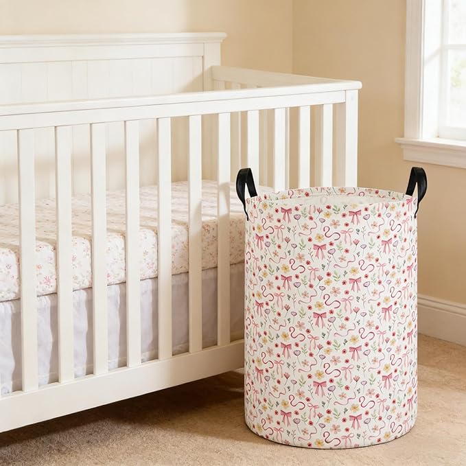 Laundry Hamper Baby Nursery Hamper Waterproof Foldable Kids Laundry Basket Kids Dirty Clothes Hampers Girl Room Decor for Home Gift Baskets(Bouquet)