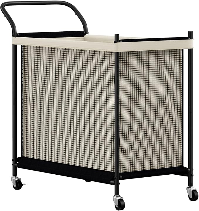 Laundry Hamper with Wheels,Laundry Basket with Removable and Washable Liner Bag, Metal-frame Laundry Cart with Handle for Bedroom, Bathroom, Dorm Room, Laundry Room (160L)