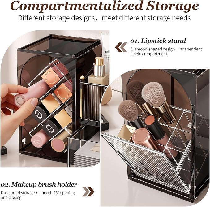 Modular Makeup Organizer, Clear Acrylic Cosmetic Storage Box with Drawer, Vanity Countertop Organizer for Makeup, Skincare and Beauty Accessories – Multiple Styles