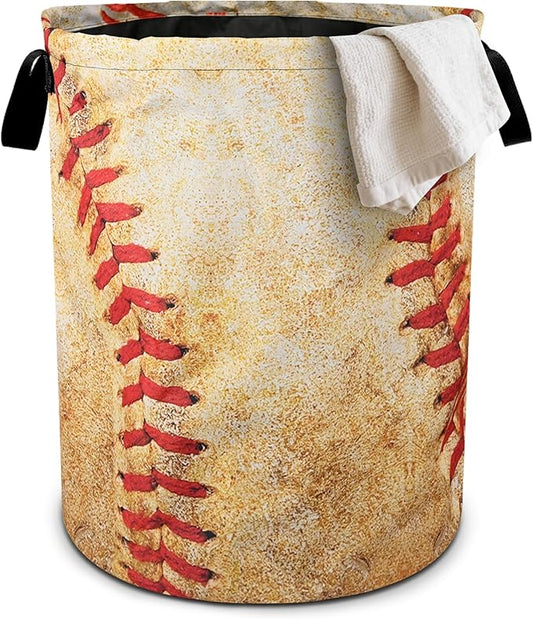 Baseball Texture Laundry Basket Laundry Hamper With Handles Collapsible Laundry Baskets Storage Basket For Room Bathroom Bedroom Decor