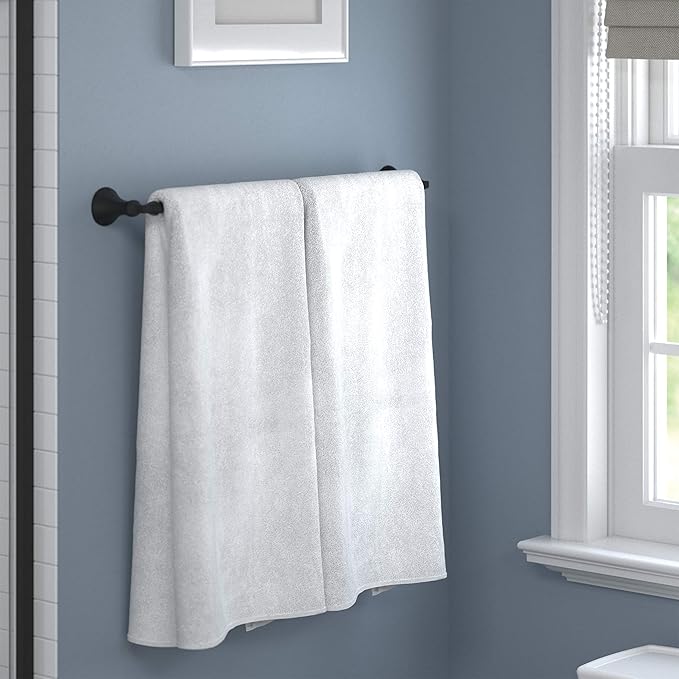 DELTA FAUCET Rubber Limited 76424-BL Ashlyn 24-in Wall Mount Towel Bar Bath Hardware Accessory in Matte Black
