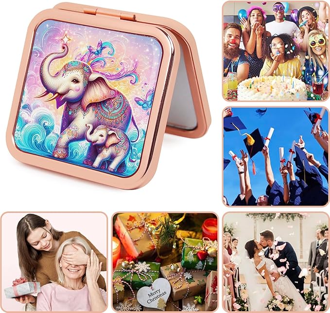 Magnifying Compact Mirror for Purse, 1x/2x Magnification Travel Makeup Mirror 2.8 inch Double-Sided Mini Folding Mirror, Cute Small Pocket Mirror for Gift, Travel Essentials