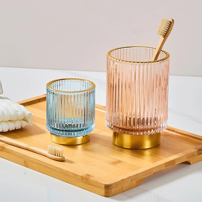 Makeup Brush Holder Organizer,Toothbrush Holders,Desk Pen Pencil Holder,Multifunctional Vintage Glass Brush Cup(A3-21-US)