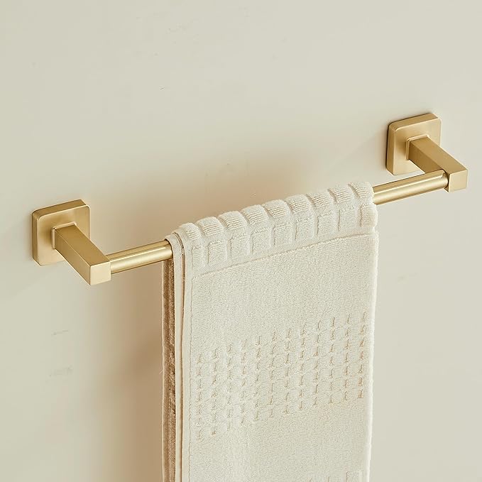 Wall Mounted Towel Rack for Bathroom, 12 Inch Brushed Light Gold Towel Bar with Stainless Rack and Hand Towel Holder, Bathroom Towel Racks and Shower Towel Rack (Gold, 14 Inch)