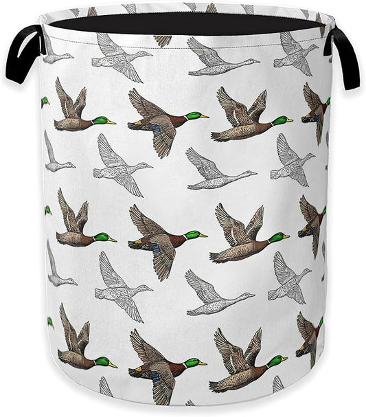 Collapsible Laundry Basket,Mallard Duck Dirty Clothes Hamper,Farmhouse Hampers for Bedroom Waterproof Oxford Cloth Storage Organizer for Bathroom,Nursery,Dorm,16x20 Inch