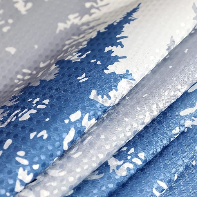 Hokibero Long Shower Curtains 78 Inches Blue and White Shower Curtain Water Repellent Waffle Hotel Quailty Curtains for Bathroom Mountain Tree Woodland, 72x78, Blue
