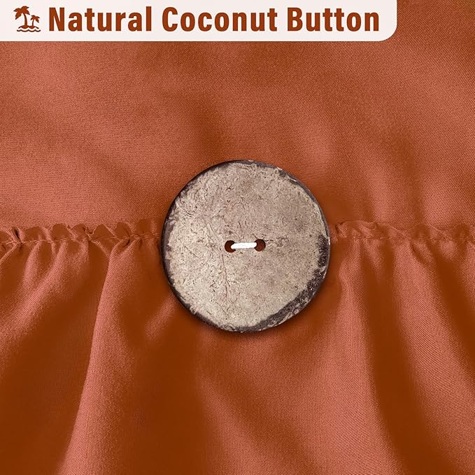 Seasonwood Orange Shower Curtain Burnt Orange Shower Curtain with Nature Buttons Ruffle Shower Curtains Farmhouse Shower Curtains for Bathroom 72×84