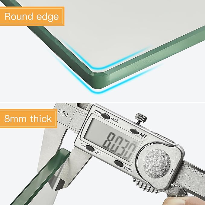 khtumeware 20 Inches Glass Shelves for Bathroom, Brushed Gold Floating Glass Shelf Zinc Tempered Glass Bathroom Shelves for Wall Mount Modern