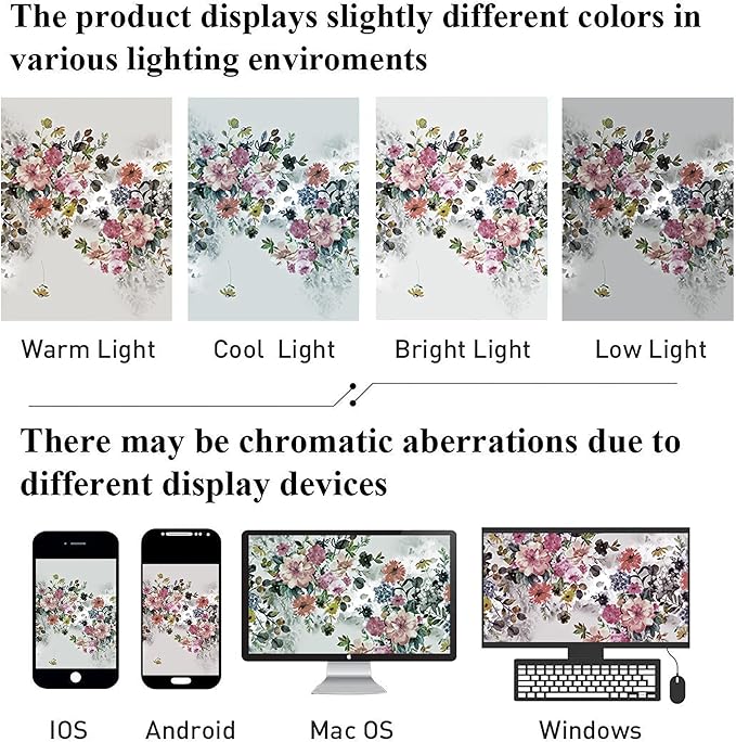 HMS Happy Memories Thicken Durable Polyester Blend Cloth Fabric Bathroom Curtain Colorful Bohemian Boho Floral Print Beautiful Bright Shower Curtain for Bathroom Decoration, 72"x72"