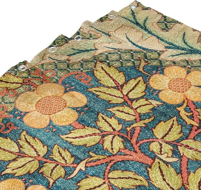 William Morris Botanical Art Shower Curtain,Vintage Famous Floral Shower Curtain Set 72""×72"" Inch, Style-5