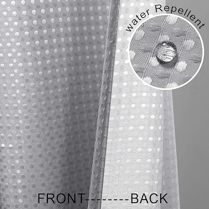 Mrs.Naturall Grey and White Shower Curtain,Ombre Washable Cloth Fabric Silver Light Gray Shower Curtains for Bathroom,72 Inch