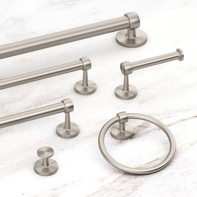 Gatco 5212SN Gibson Towel Ring | Modern Hand Towel Holder for Bathroom | Stylish Decorative Hardware, Heavy Duty Metal, EZ Ancor Mounting | Satin Nickel Finish