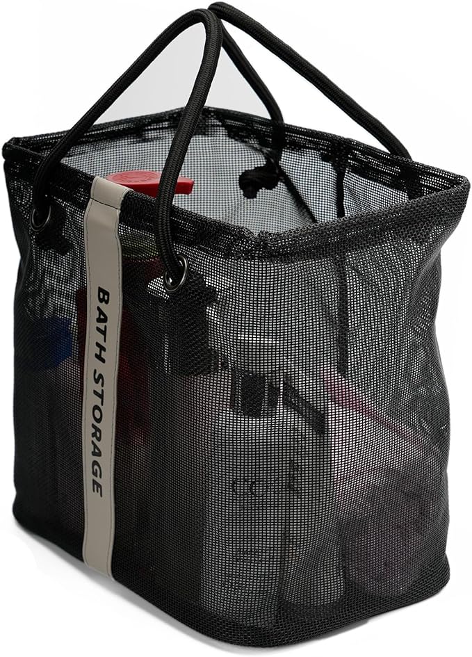 TOPASION Bath Storage Shower Caddy Organizer for Bathroom, College Dorm, Camp, Gym (Large Black)