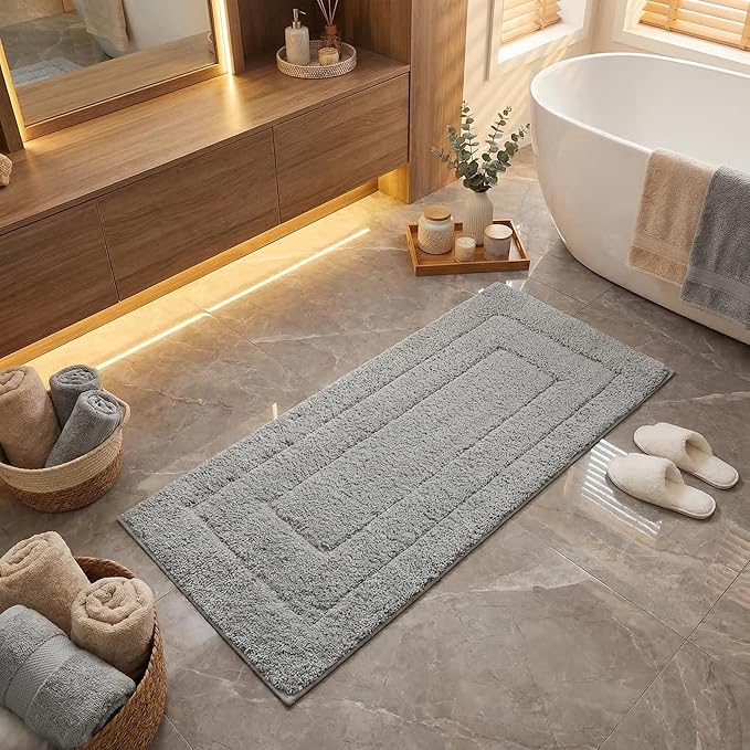 GRANNY SAYS Gray Bathroom Rug Mat, Bath Mats for Bathroom Non-Slip, Super Soft and Water Absorbent, Extra Large Bath Rugs, Microfiber Bath Rugs for Bath Floor, Tub and Shower, 59" x 24"