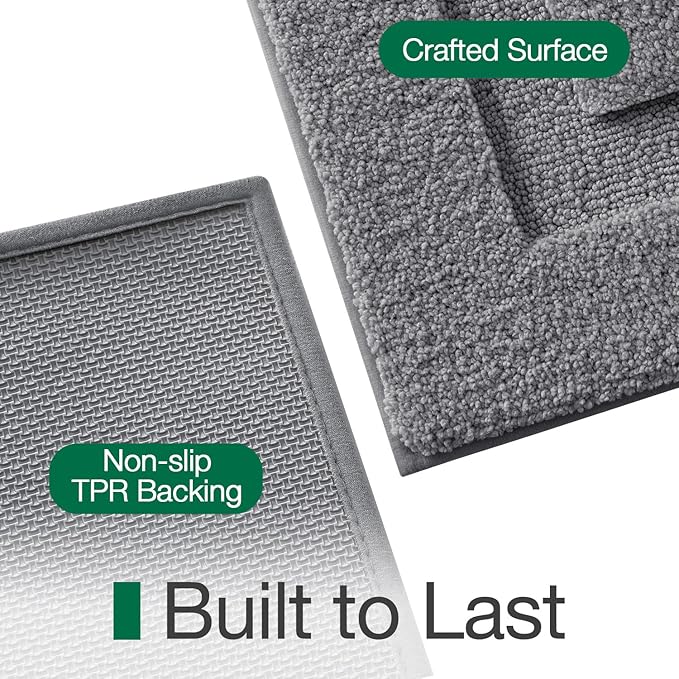LUMI Ultra Soft Bathroom Rugs Non Slip with Rubber Backing, Absorbent Washable Bath Mat Quick Dry, Upgraded Premium Microfiber Plush Carpet for Bathtub and Shower Floor, Dark Grey, 24x36