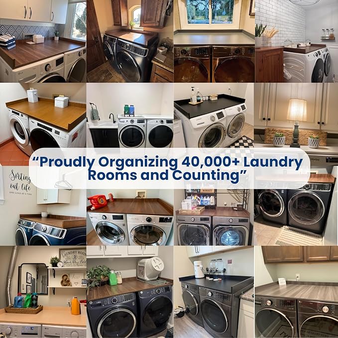 OfficeSimpli Washer Dryer Countertop, Made in USA, Non-Slip Pads, Laundry Room Wood Topper, Washer Dryer Cover for Top, Laundry Countertop, Laminate Finish (Slate Grey, Large (30" x 58"))