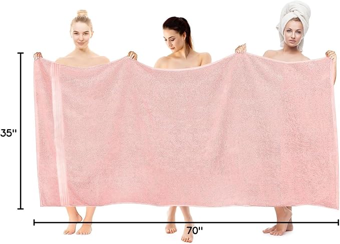 COZYART Pink Oversized Bath Sheet for Bathroom 35x70 Cotton Body Shower Towel Soft Absorbent Durable 650 GSM Extra Large Towels for Daily Use