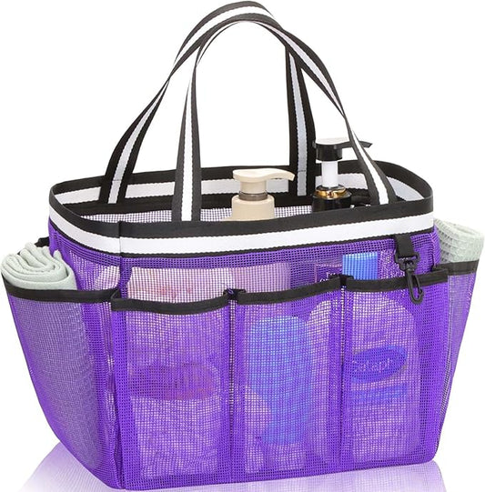 XL Mesh Shower Caddy Portable Shower Bag for College Dorm Camping Travel Gym(Purple)