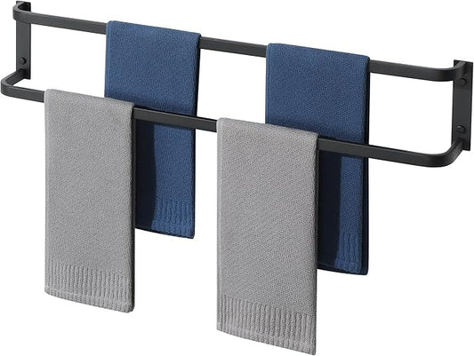 Alise Double Towel Bars for Bathroom,32'' Towel Holder Towel Racks for Bathroom Wall Mount,SUS304 Stainless Steel Double Towel Rail Towel Hanger,Matte Black