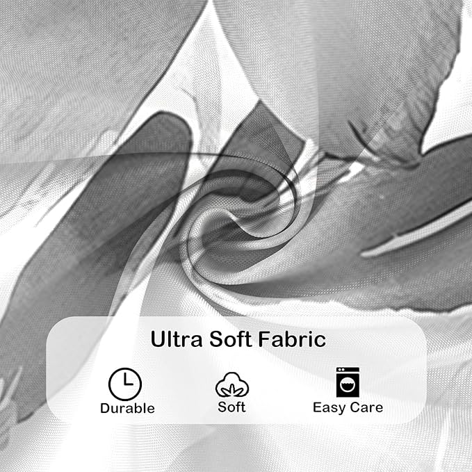 Floral Shower Curtain, Grey Watercolor Flower Shower Curtains for Bathroom, Modern Minimalist Waterproof Fabric Bath Curtain 72x84 Inch