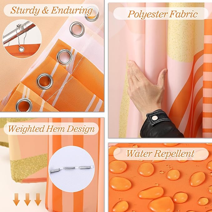 Bathroom Accessories Set - 27PC Bathroom Sets with Shower Curtain and Rugs, Orange Bathroom Set, Orange Bathroom Accessory Set with Trash Can, Toilet Brush & 3 PC Soap Dispensers