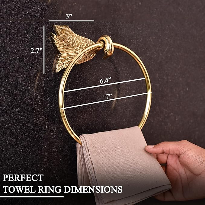 IndianShelf Premium Gold Swan Towel Ring Unique Decorative Brass Towel Hanger for Bathroom