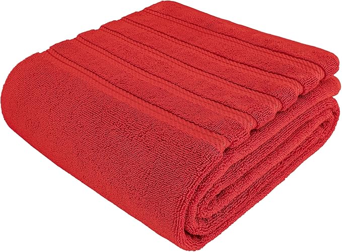 American Soft Linen 35x70 Jumbo Large Bath Towel, 600 GSM 100% Cotton Turkish Bath Sheet, Oversized Luxury Bath Towel for Bathroom Beach and Pool, Red